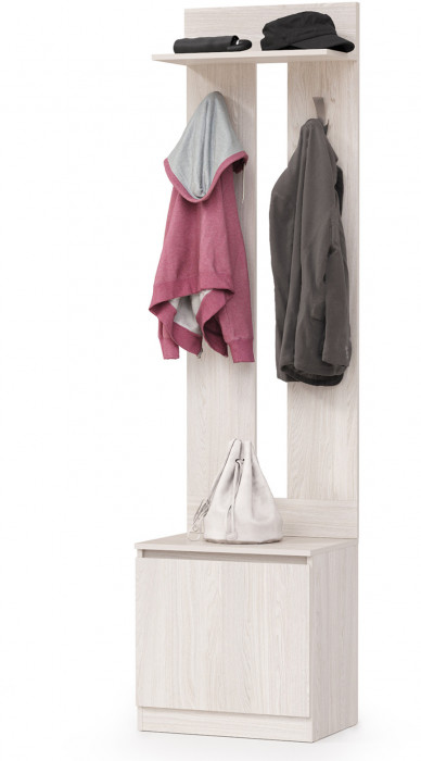 КР100 Ника прихожая 13.248 Тумба + 15.08 Вешалка, цвет ясень анкор светлый, ШхГхВ 53,8х38,1х207,9 см., универсальная сборка