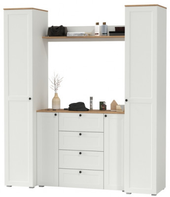 Остин Прихожая 74, белый шагрень/дуб крафт золотой