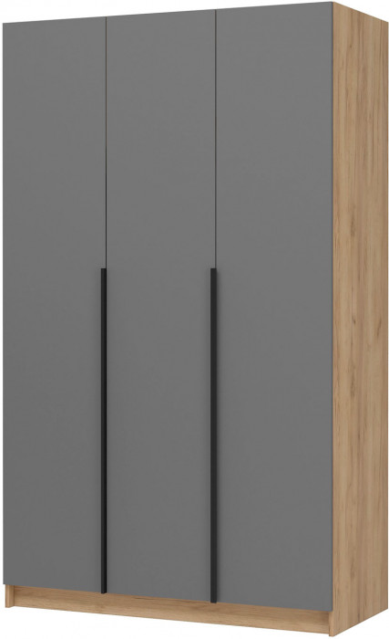 Лион ШК-02 Шкаф 3-х створчатый (1200х2000х550) Дуб крафт/Графит серый