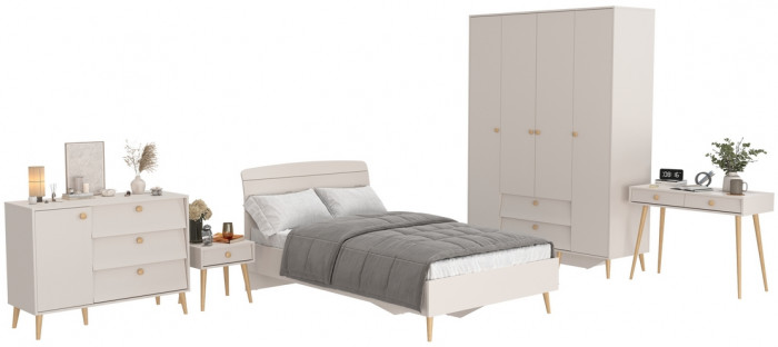 Афина Спальня 32-1200, цвет кашемир серый, сп.м. 1200х2000 мм., б/м, основание есть - фанера