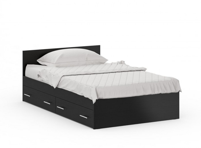 Кровать с ящиками 1200 + Шкаф угловой Стандарт, цвет венге, ШхГхВ 123,5х203,5х70 + 81,2х81,2х200 см., сп.м. 1200х2000 мм., без матраса, основание есть