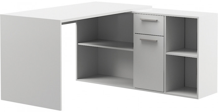 Лайт Стол письменный 03.245F, цвет белый шагрень, ШхГхВ 136х139,2х75,2 см.(угловой) или 203,5х68х75,2 см.(прямой), универсальная сборка