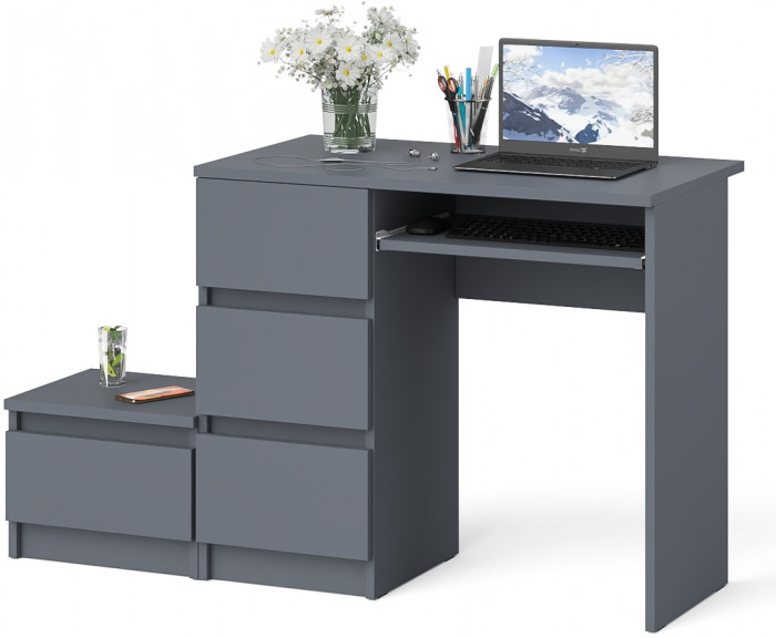 Мори компьютерный стол МС-6 левый + Тумба ТМП400.1, графит