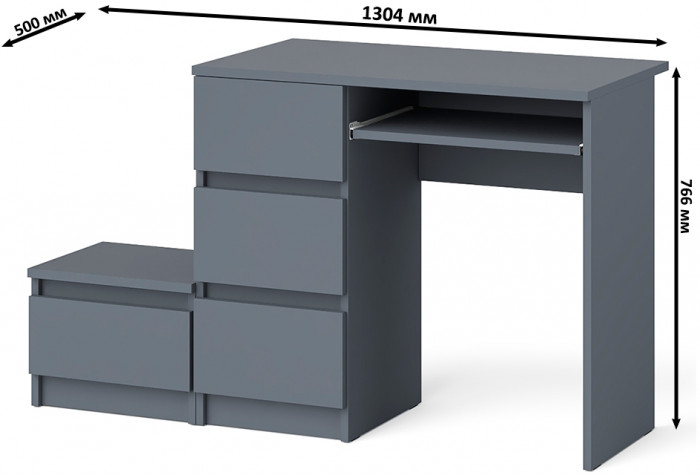 Мори компьютерный стол МС-6 левый + Тумба ТМП400.1, графит