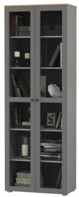 Остин 16.394.02 Шкаф-витрина, цвет серый графит/дуб крафт золотой, ШхГхВ 80х41,8х229,8 см.