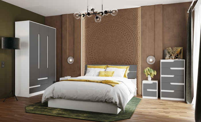 Корпус кровати 1,6 Гавана белый/серый графит