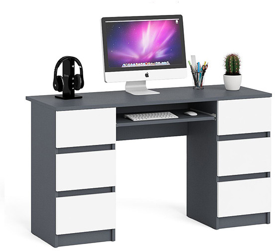 Мори компьютерный стол МС-2, графит/белый