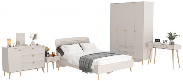 Афина Спальня 32-1400, цвет кашемир серый, сп.м. 1400х2000 мм., б/м, основание есть - фанера