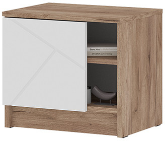 ОРЕГОН ТБ 03 Тумба прикроватная (450х400х340) Фасад МДФ БЕЛЫЙ СУПЕРМАТ,ДУБ КРАФТ ТАБАЧНЫЙ/Корпус ДУБ КРАФТ ТАБАЧНЫЙ