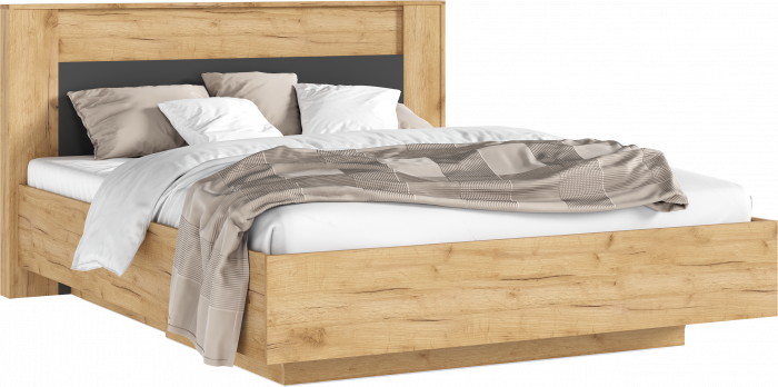 Остин Кровать парящая 160 с ортопедом металл, дуб крафт/графит