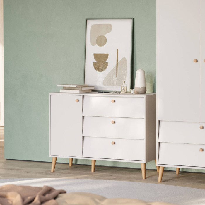 Афина Спальня 4-44901М1к.с. Комод с дверкой и тремя ящиками, кашемир серый