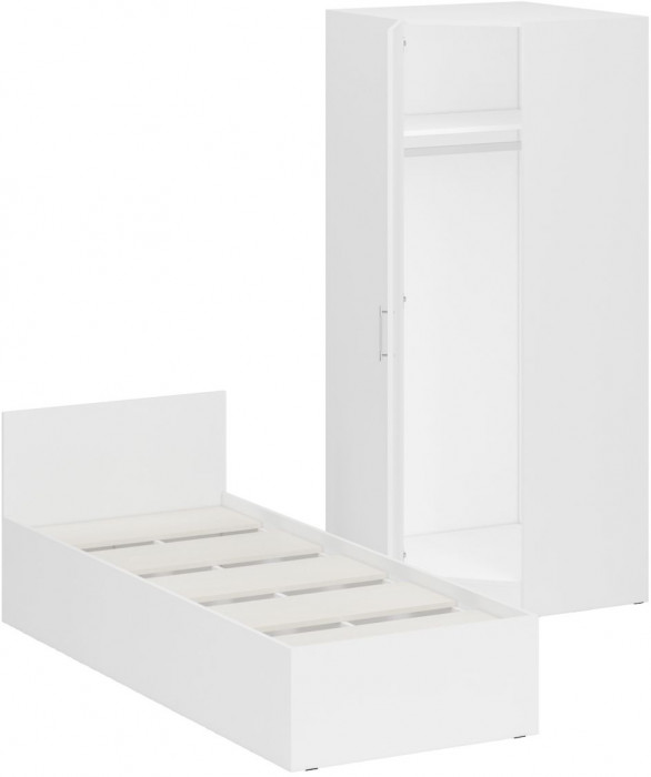 Кровать 0800 + угловой шкаф Стандарт, белый
