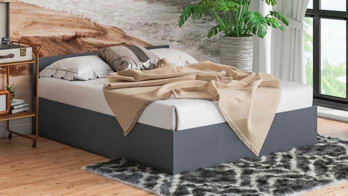 Мори Кровать 1600, цвет графит, ШхГхВ 163,5х203,5х70 см., сп.м. 1600х2000 мм., без матраса, основание есть