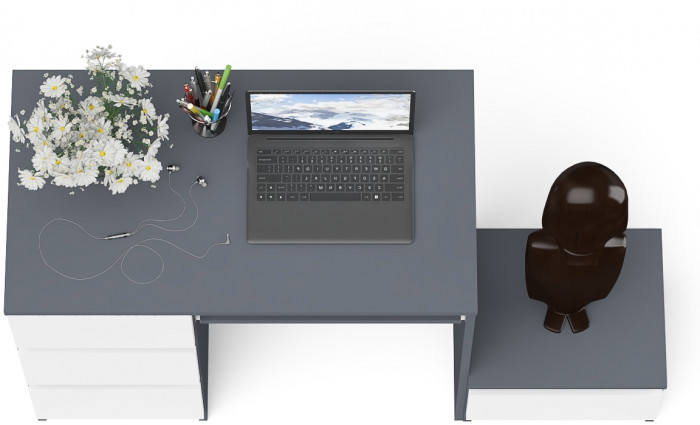 Мори компьютерный стол МС-6 левый + Тумба ТМП400.1, графит/белый