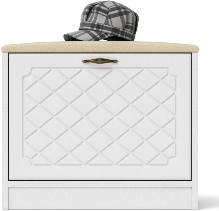 Прихожая П-6 Тумба, цвет белая шагрень/фасады МДФ белое дерево фрезеровка ромб, ШхГхВ 60х35х50 см.