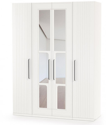 Валенсия Спальня Шкаф для одежды 4-х створчатый, ЛДСП белый шагрень/МДФ белый шагрень