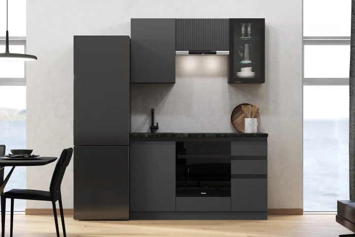 Кухня Техно-6 1,5м Графит/Графит софт