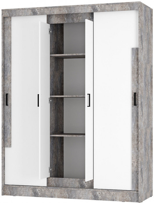 Шкаф-купе "Смарт" ШКК-06 Цемент светлый/белый