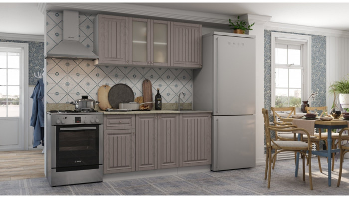 Кухня МДФ Хозяюшка 1500, Магнолия/Деним