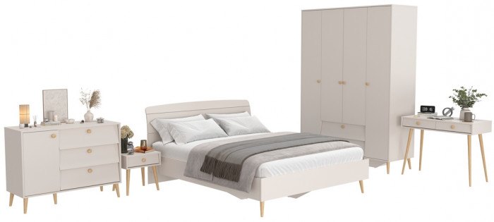 Афина Спальня 32-1600, цвет кашемир серый, сп.м. 1600х2000 мм., б/м, основание есть - фанера