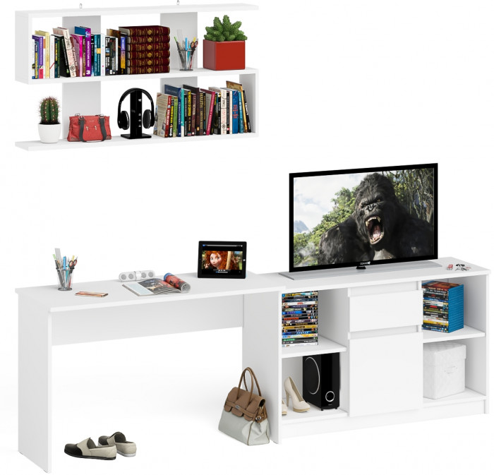 Мори письменный стол МСП1200.1 + Тумба МТВ1204.1 + Полка 1200, белый