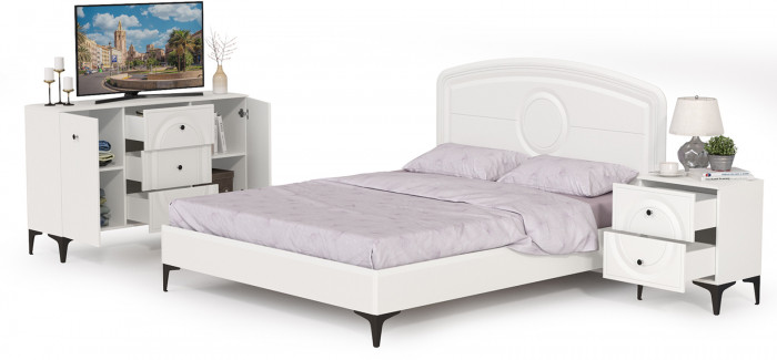 Валенсия Спальня № 03, ЛДСП белый шагрень/МДФ белый шагрень