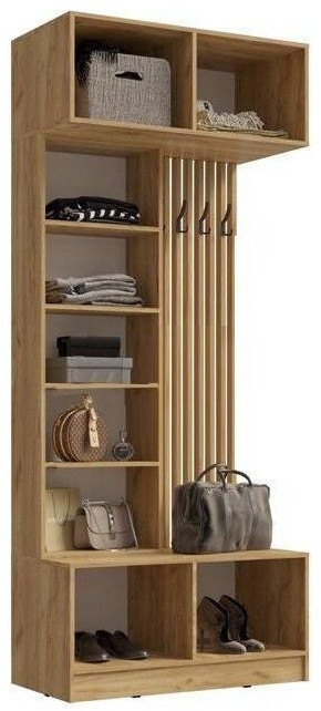 Модульная прихожая Роджинамиф, комп.4 (Белый глянец, Дуб Крафт Золотой)