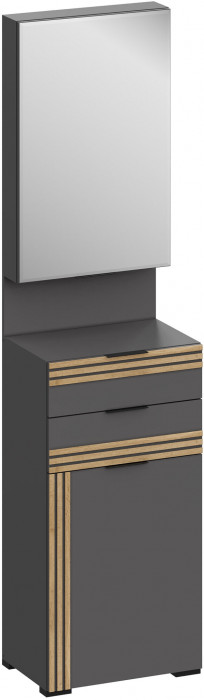 Нао Многофункциональная тумба с зеркалом ШК-4042, Графит/Графит, Дуб Вотан