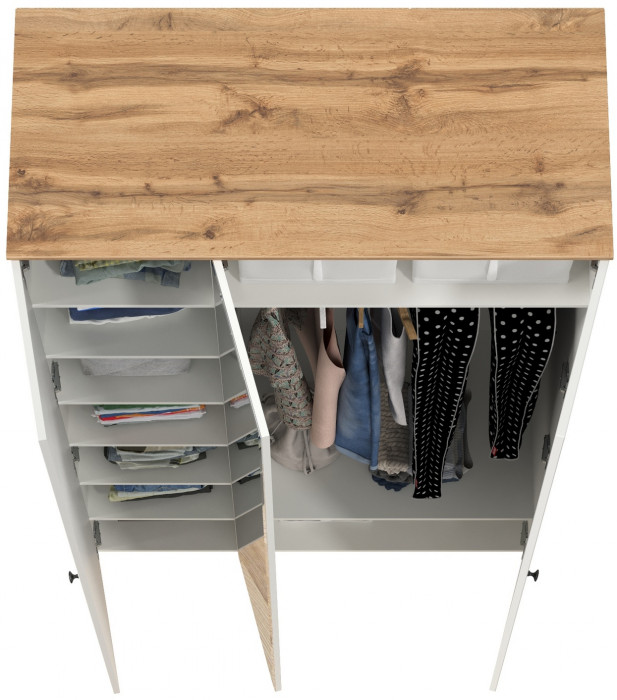 Остин 13.336.03 Шкаф для одежды(три двери, белый шагрень/дуб крафт золотой