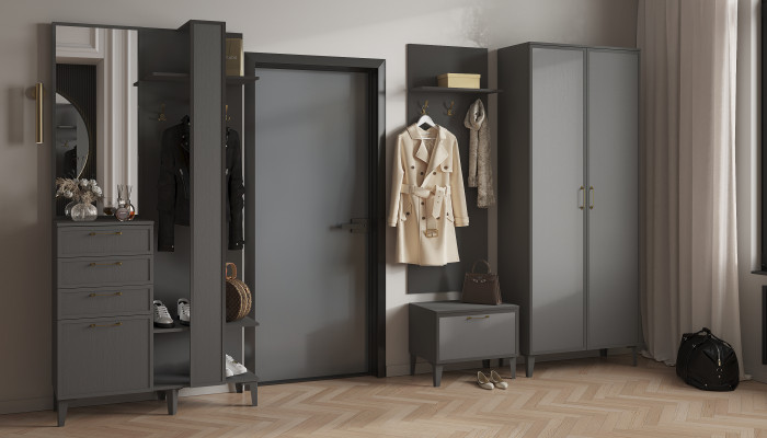 Модульная Прихожая Толедо, композиция 2, Графит серый