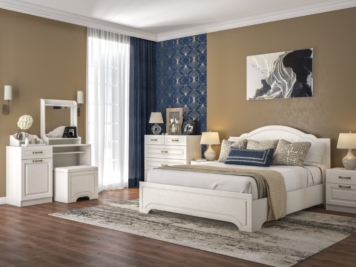 Ливерпуль Кровать 11.08 + основание + ножки, ясень ваниль/белый