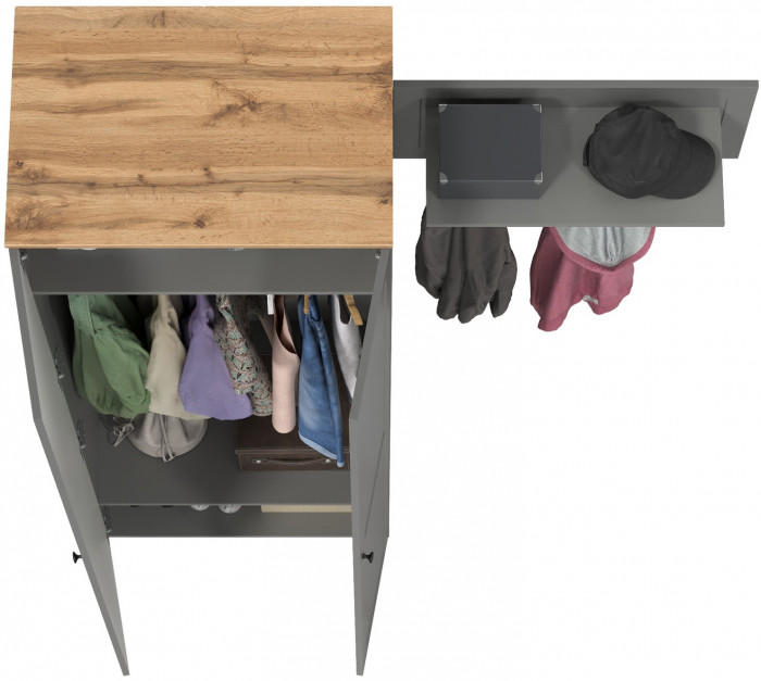 Остин Прихожая 08, серый графит/дуб крафт золотой