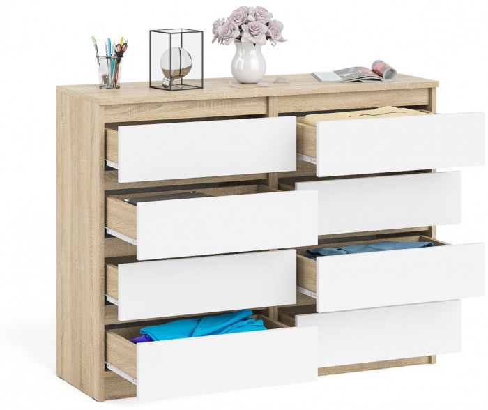 Мори Комод МК1200.8, дуб сонома/белый