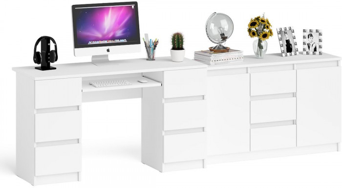 Мори компьютерный стол МС-2 + Комод МК1200.3, белый