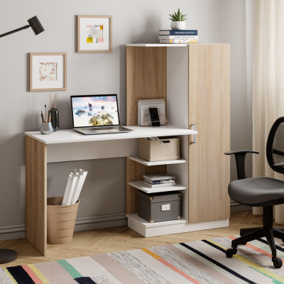 Компьютерный стол "Бейсик" дуб сонома/белый