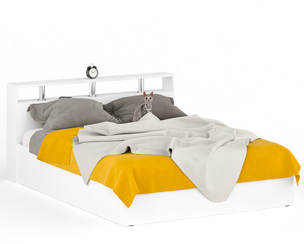 Камелия Кровать 1600, цвет белый, ШхГхВ 163,5х217х78,2 см., сп.м. 1600х2000 мм., без матраса, основание есть