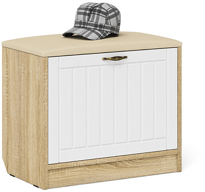 Прихожая П-6 Тумба, цвет дуб сонома/фасады МДФ белое дерево фрезеровка прованс, ШхГхВ 60х35х50 см.