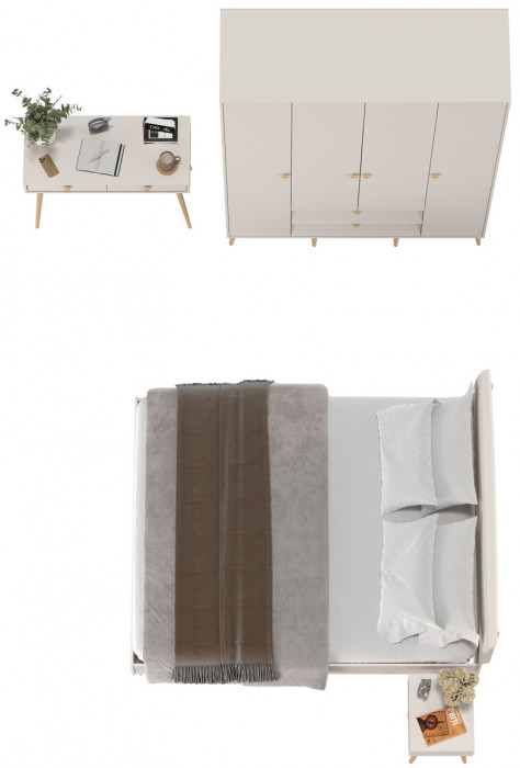 Афина Спальня 33-1600, цвет кашемир серый, сп.м. 1600х2000 мм., б/м, основание есть - фанера