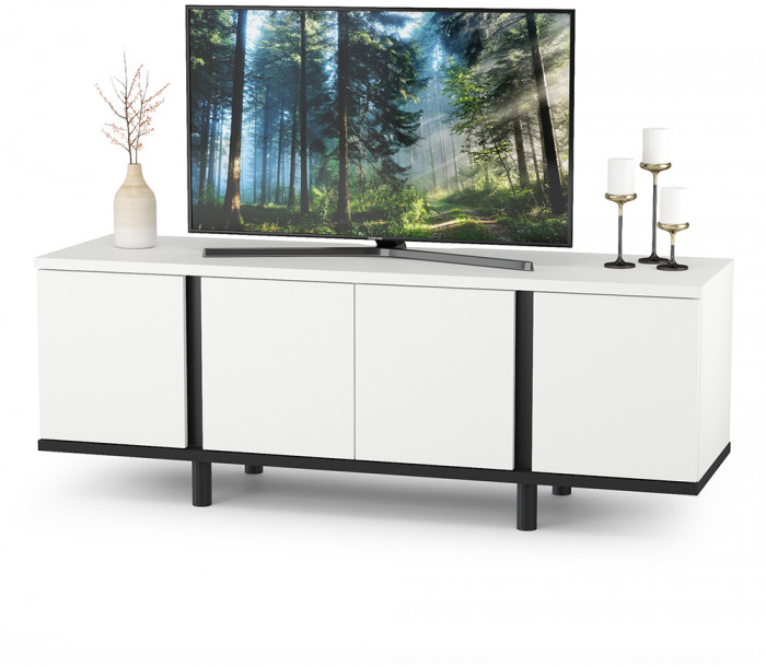 Валенсия Спальня № 36, цвет ЛДСП белый шагрень/чёрный/МДФ белый шагрень/ткань велутто 19, ортопед есть, сп. м. 1600х2000 мм., б/м