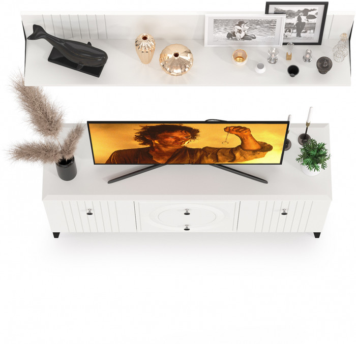 Валенсия Гостиная № 050, ЛДСП белый шагрень/МДФ белый шагрень