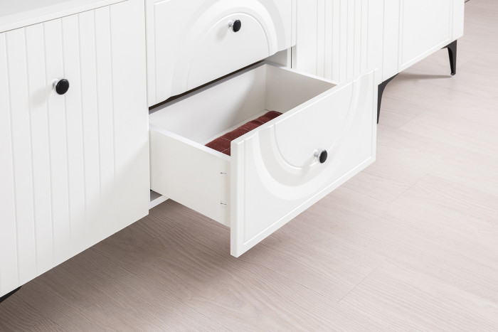 Валенсия Гостиная № 050, ЛДСП белый шагрень/МДФ белый шагрень