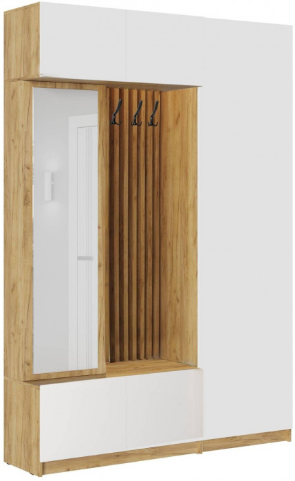 Модульная прихожая Роджина, композиция 1 (Крафт белый, Графит)