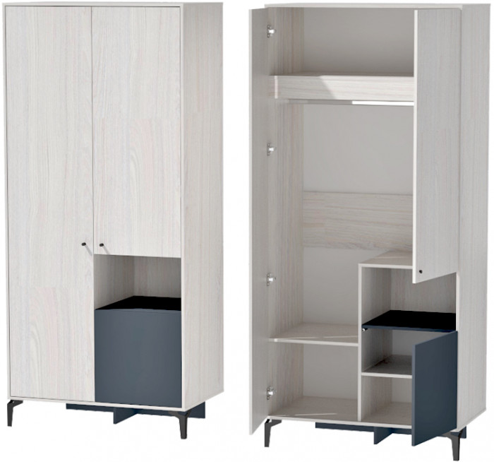 Лион Шкаф Шк-1 - Ясень Анкор Св.\Графит