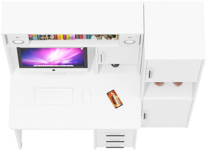 компьютерный стол С-МД-СК9+Пенал С-МД-СК9П, белый шагрень