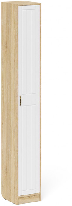 Прихожая П-6 Компоновка № 21, цвет дуб сонома/фасады МДФ белое дерево фрезеровка прованс, ШхГхВ 90х35х210 см., универсальная сборка