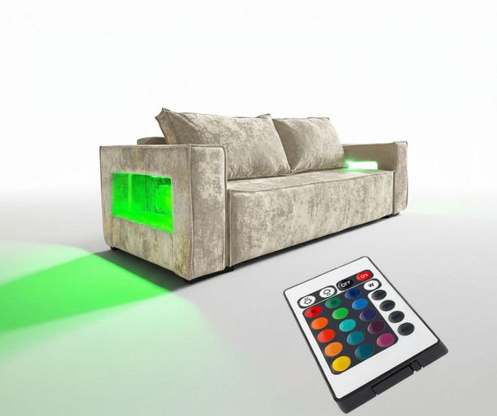 Диван-кровать Лофт Люкс Плюш с подсветкой, еврокнижка, 140х195, бежевый