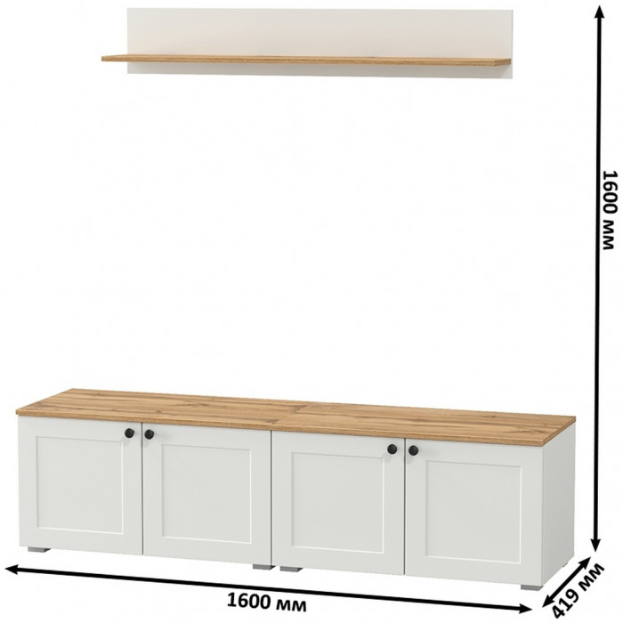 Остин Прихожая 64, цвет белый шагрень/дуб крафт золотой, ШхГхВ 160х41,9х160 см.