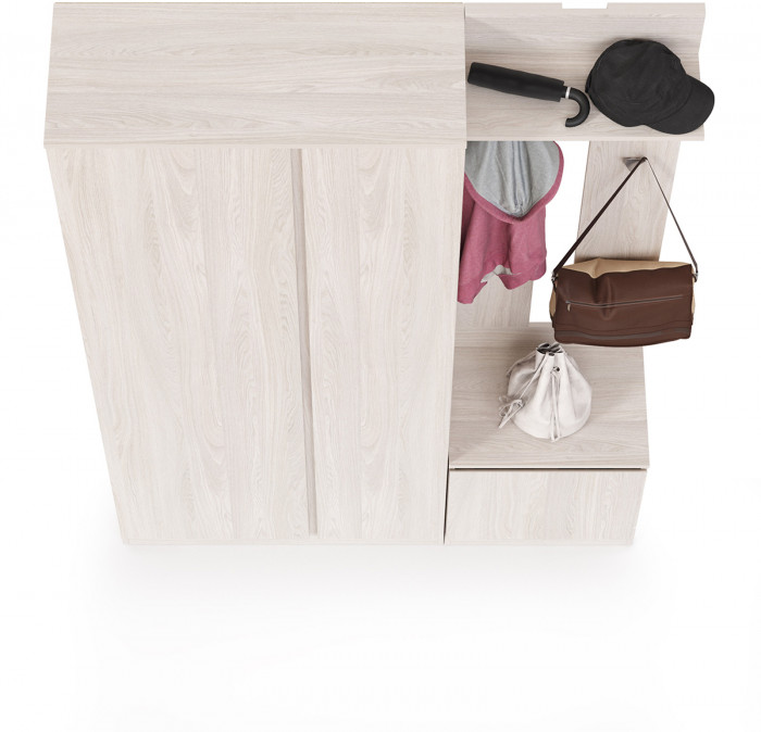 КР100 Ника прихожая № 05, цвет ясень анкор светлый, ШхГхВ 145,6х38,3х207,9 см., универсальная сборка