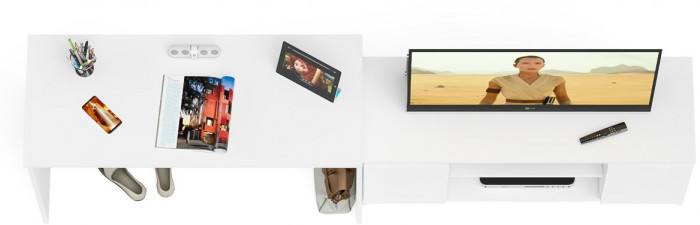 Мори Стол письменный МСП1200.1 + Тумба МТВ1200.1, цвет белый, ШхГхВ 240,8х50х76,6 см., универсальная сборка