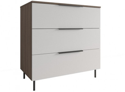 МС Роза Комод 900, Ройс+ ручка скоба 3 шт., Орех Франклин карамель/Белый скин